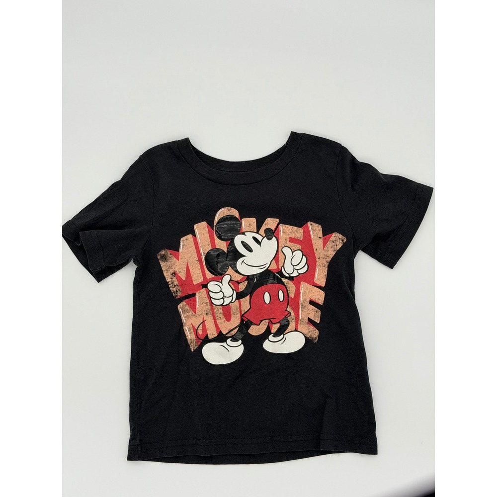 Disney Mickey Mouse Kids Graphic T-Shirt Black Short Sleeve Distressed Print 3T